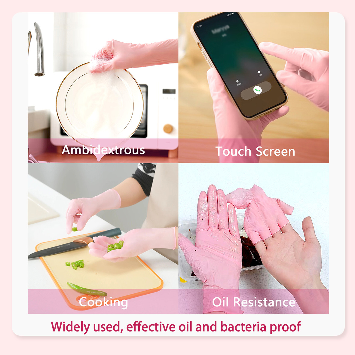 4mil Black and 4mil Pink Disposable Exam Nitrile Gloves 1,000pcs per Case
