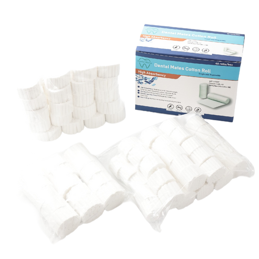 1 1/2" Length Cotton Rolls 5/16"(#1 SM), 3/8"(#2 MD) 2,000pcs/box and 1/2"(#3 LG) 450pcs per box