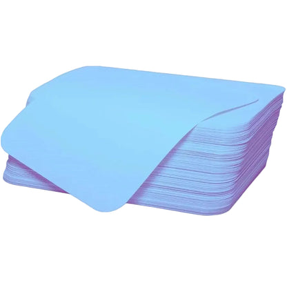 A stack of light blue rectangular pads or sheets with rounded corners, shown on a plain light gray background.